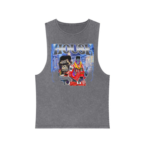 "House" Unisex Stonewash Tank Top