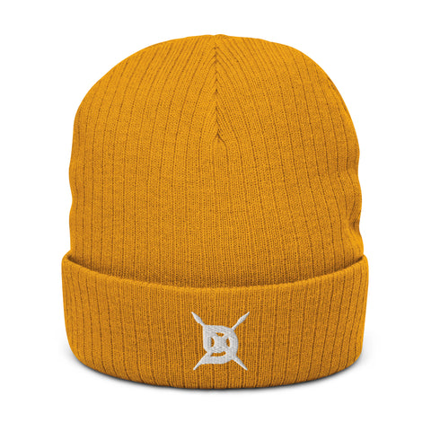 "Cross Brushes" Ribbed knit beanie